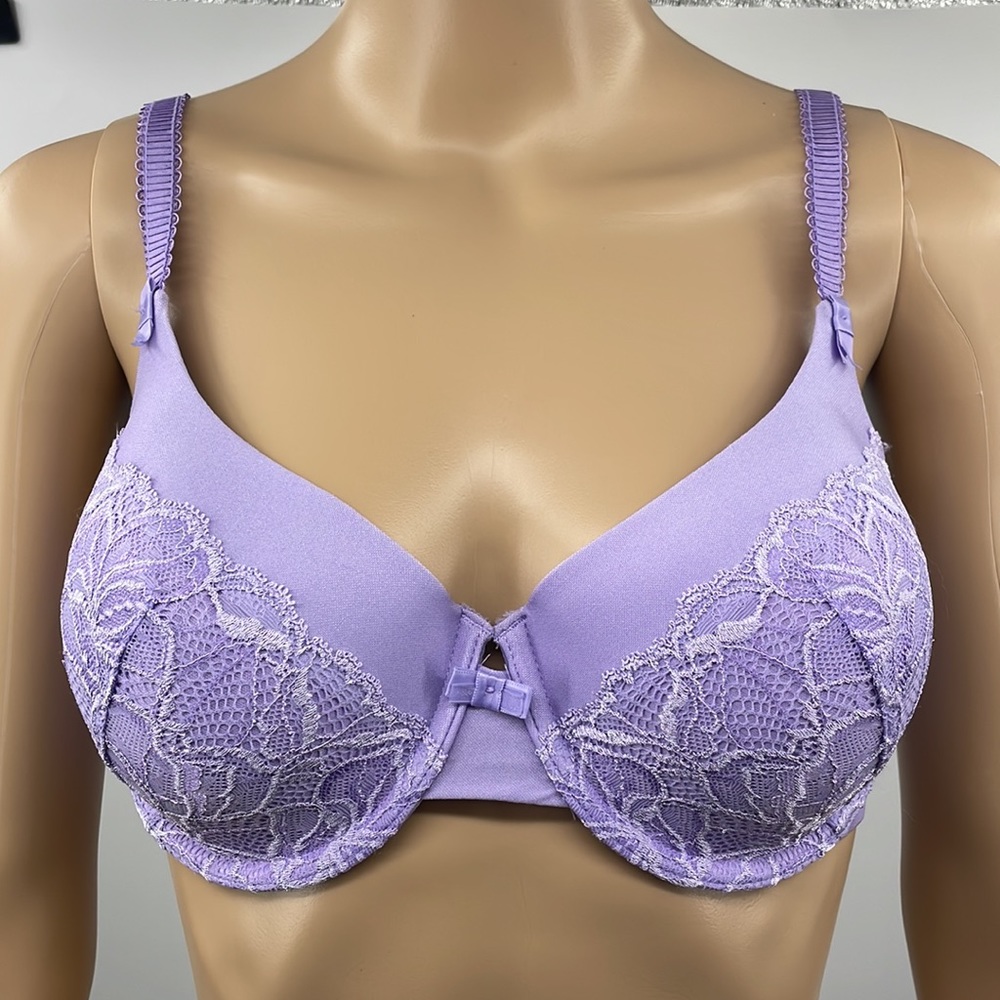 Bali purple Lace Overlay Bra Lightly Lined Size 36C